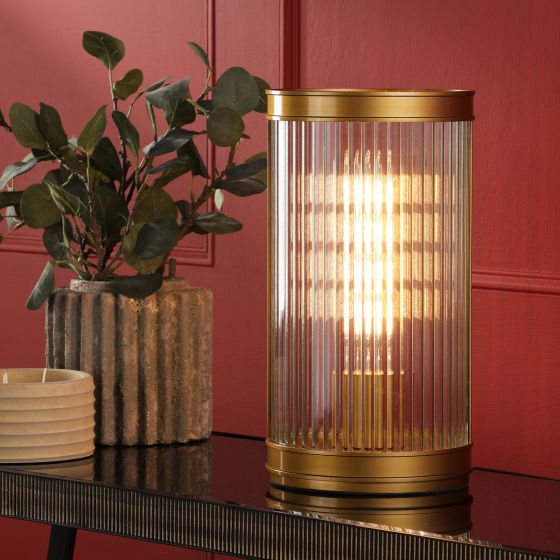 Där Lighting Bianka Table Lamp Bronze And Ribbed Glass