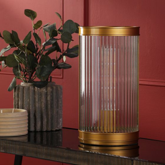 Där Lighting Bianka Table Lamp Bronze And Ribbed Glass