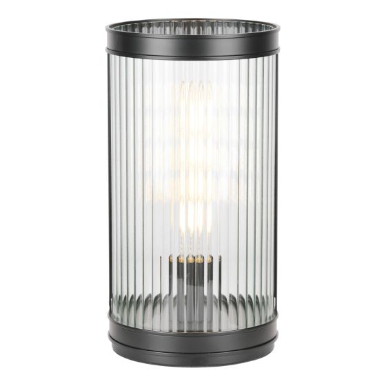 där lighting Bianka Table Lamp Matt Black and Ribbed Glass
