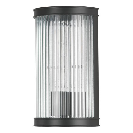Där Lighting Bianka Wall Light Matt Black And Ribbed Glass