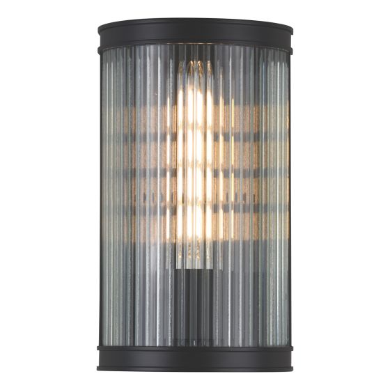 Där Lighting Bianka Wall Light Matt Black And Ribbed Glass