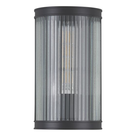 Där Lighting Bianka Wall Light Matt Black And Ribbed Glass