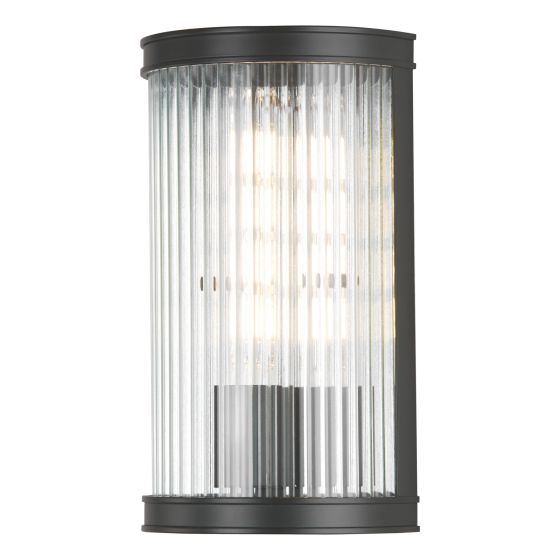där lighting Bianka Wall Light Matt Black and Ribbed Glass