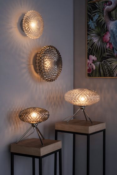 Där Lighting Bibiana Table Lamp Polished Chrome Large Clear Glass