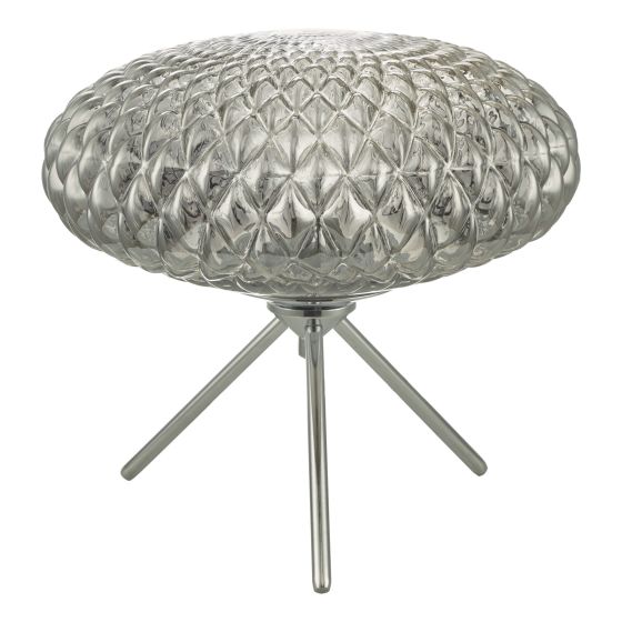 Där Lighting Bibiana Table Lamp Polished Chrome Large Smoked Glass