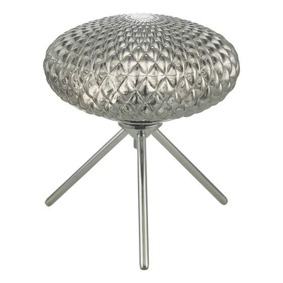 Där Lighting Bibiana Table Lamp Polished Chrome Small Smoked Glass