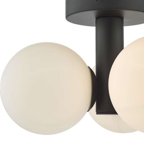 Där Lighting Blake Bathroom 3 Light Semi Flush Matt Black Opal Glass