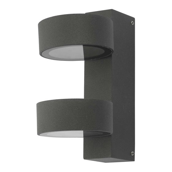 Där Lighting Bohdan Outdoor 2 Light Wall Light Matt Grey IP65 LED