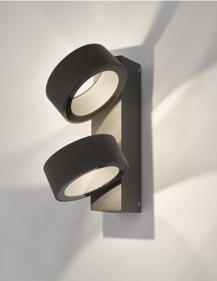 Där Lighting Bohdan Outdoor 2 Light Wall Light Matt Grey IP65 LED