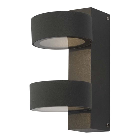 där lighting Bohdan Outdoor 2 Light Wall Light Matt Grey IP65 LED