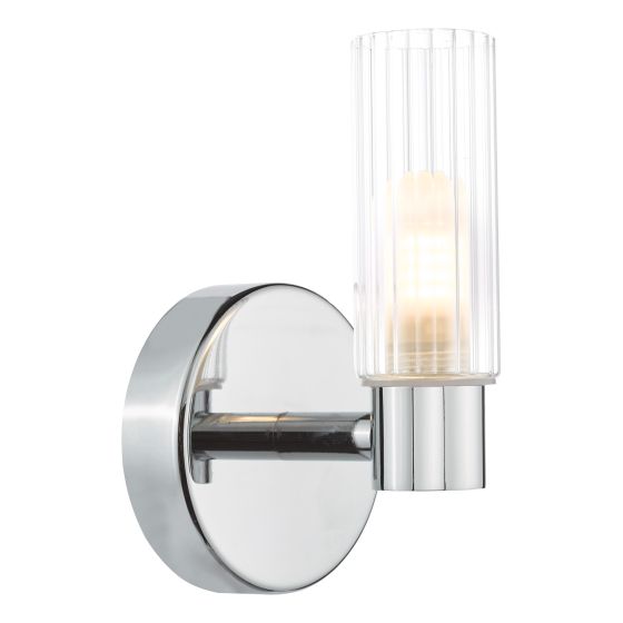 Där Lighting Bolton Bathroom Wall Light Polished Chrome And Ribbed Glass IP44