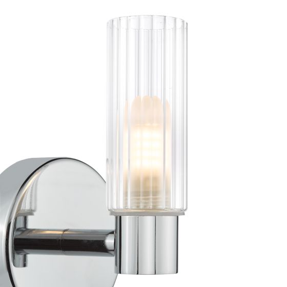 Där Lighting Bolton Bathroom Wall Light Polished Chrome And Ribbed Glass IP44