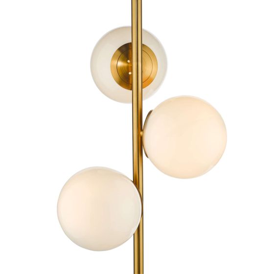 Där Lighting Bombazine 3 Light Floor Lamp Natural Brass Opal Glass