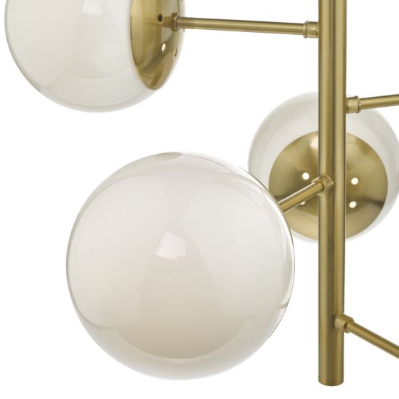 Där Lighting Bombazine 5 Light Pendant Natural Brass & Opal Glass