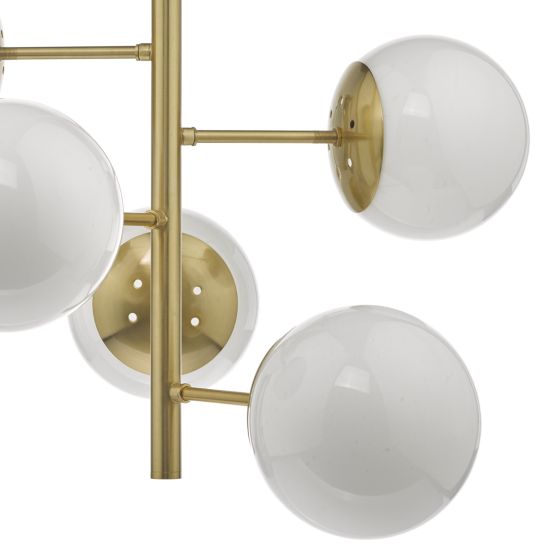 Där Lighting Bombazine 5 Light Pendant Natural Brass & Opal Glass