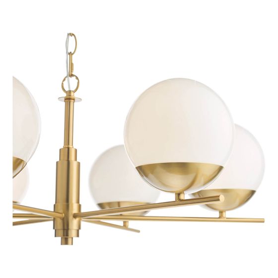 Där Lighting Bombazine 6 Light Pendant Natural Brass And Opal Glass