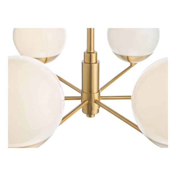 Där Lighting Bombazine 6 Light Pendant Natural Brass And Opal Glass