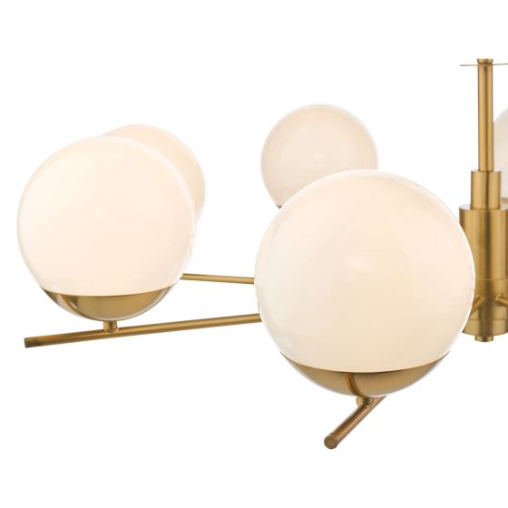 Där Lighting Bombazine 8 Light Pendant Natural Brass Opal Glass