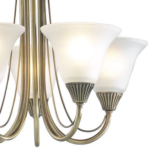 Där Lighting Boston 5 Light Semi Flush Antique Brass Opal Glass