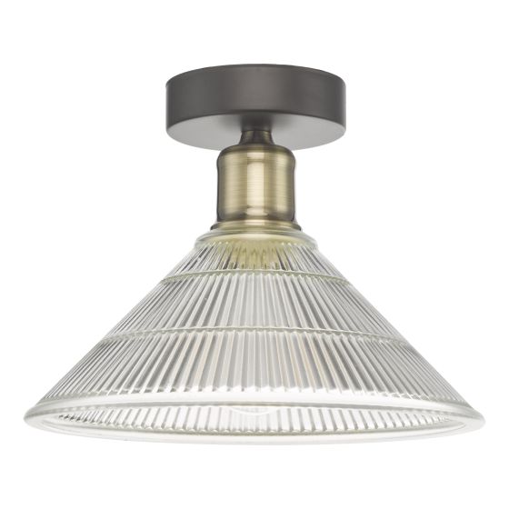 Där Lighting Boyd 1 Light Flush Antique Brass With Glass Shade