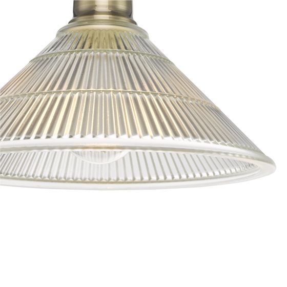 Där Lighting Boyd 1 Light Flush Antique Brass With Glass Shade