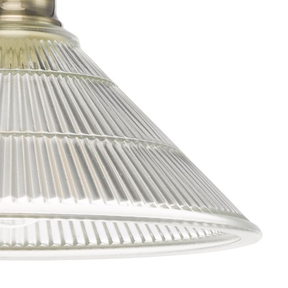 Där Lighting Boyd 1 Light Flush Antique Brass With Glass Shade