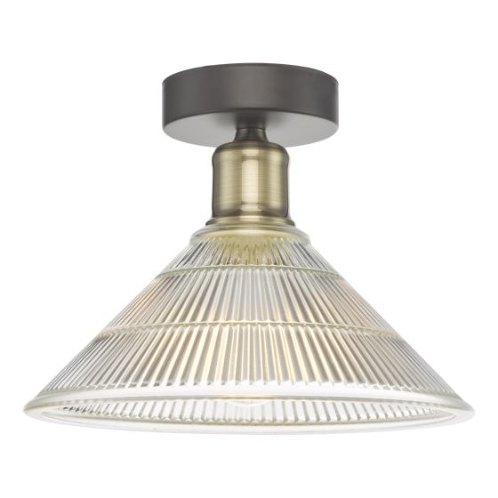 där lighting Boyd 1 Light Flush Antique Brass with Glass Shade
