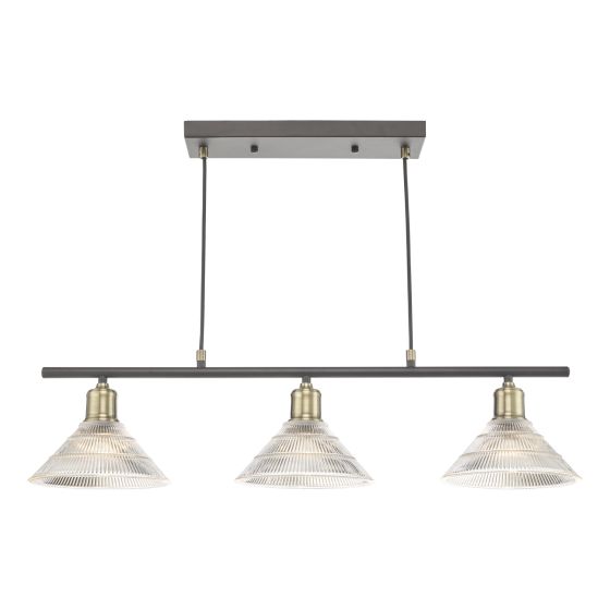 Där Lighting Boyd 3 Light Bar Antique Brass With Glass Shade