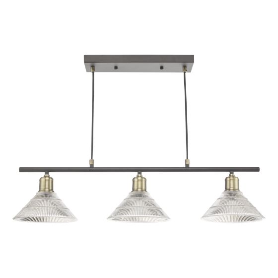 Där Lighting Boyd 3 Light Bar Antique Brass With Glass Shade