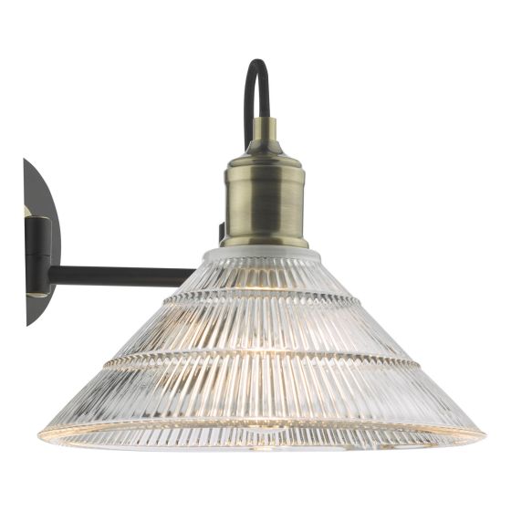 Där Lighting Boyd Wall Light Antique Brass And Ribbed Glass