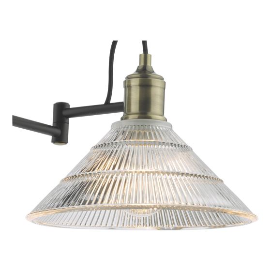 Där Lighting Boyd Wall Light Antique Brass And Ribbed Glass