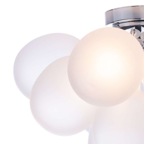 Där Lighting Bubbles 4 Light Flush Polished Chrome Frosted Glass