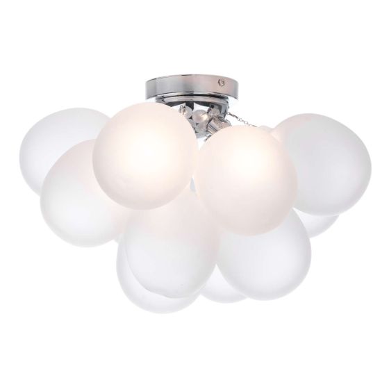 där lighting Bubbles 4 Light Flush Polished Chrome Frosted Glass