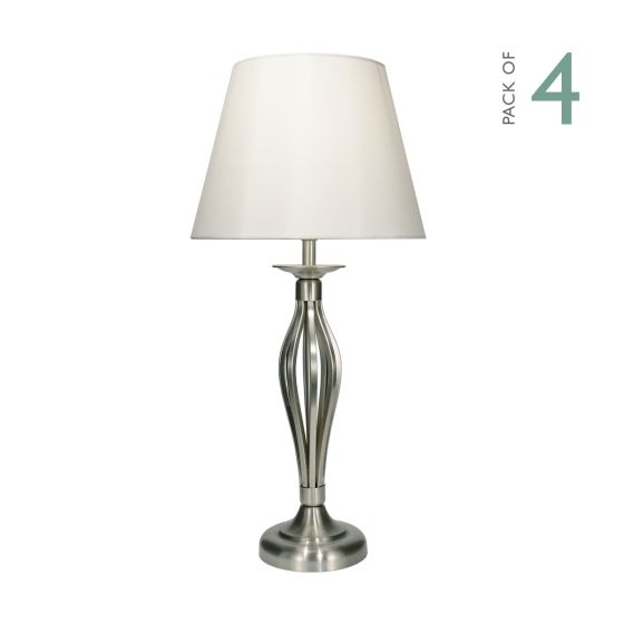 Där Lighting Bybliss Table Lamp Satin Chrome With Shade (Multipack)