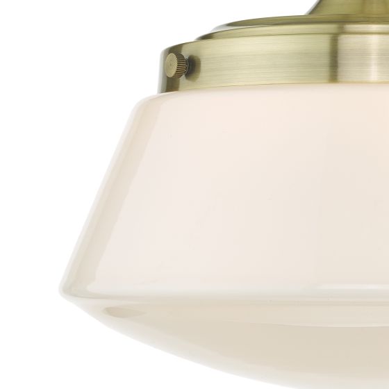 Där Lighting Caden Bathroom Semi Flush Antique Brass Opal Glass IP44