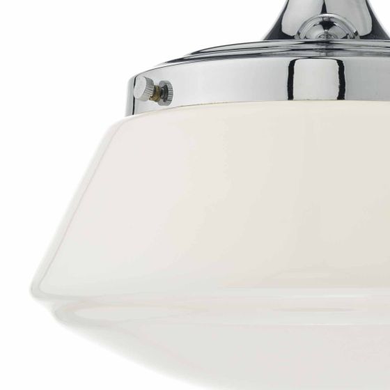 Där Lighting Caden Bathroom Semi Flush Polished Chrome Opal Glass IP44