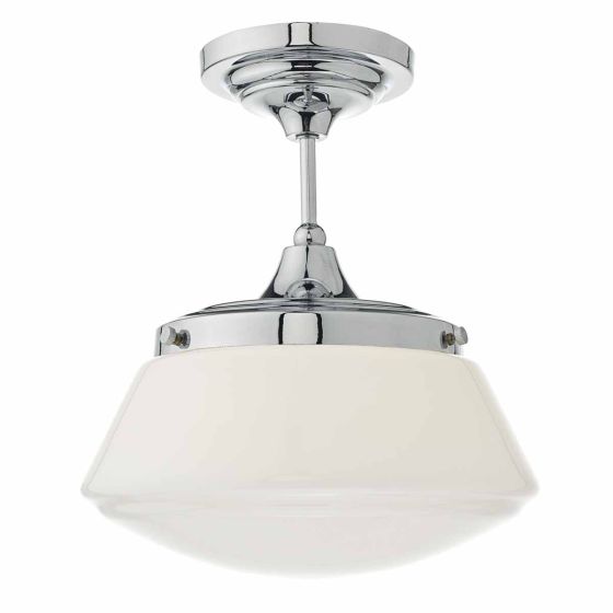 Där Lighting Caden Bathroom Semi Flush Polished Chrome Opal Glass IP44