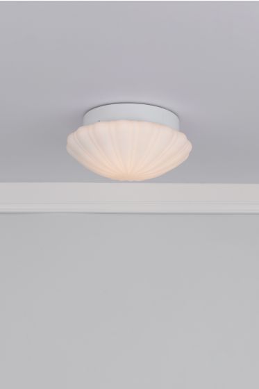 Där Lighting Cafe Bathroom Flush Scalloped Opal Glass IP44