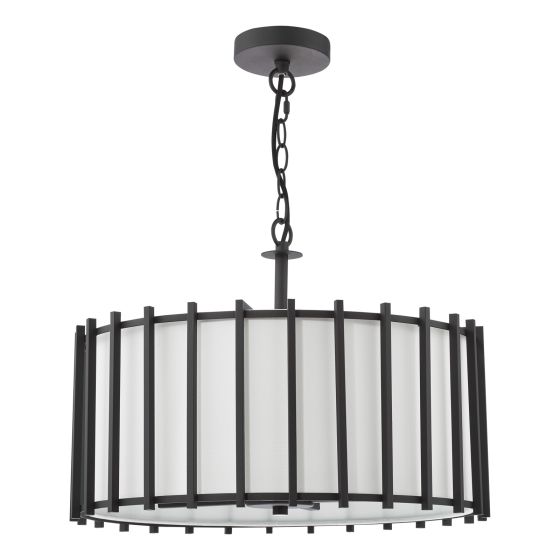 Där Lighting Cagliari 4 Light Armed Pendant Matt Black And Ivory