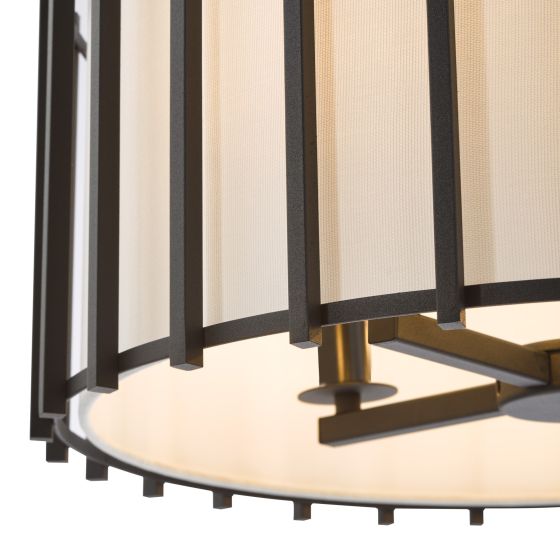 Där Lighting Cagliari 4 Light Armed Pendant Matt Black And Ivory