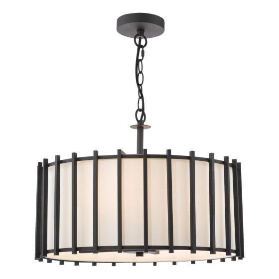 där lighting Cagliari 4 Light Armed Pendant Matt Black and Ivory