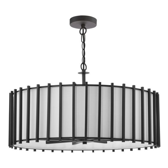 Där Lighting Cagliari 8 Light Armed Pendant Matt Black And Ivory