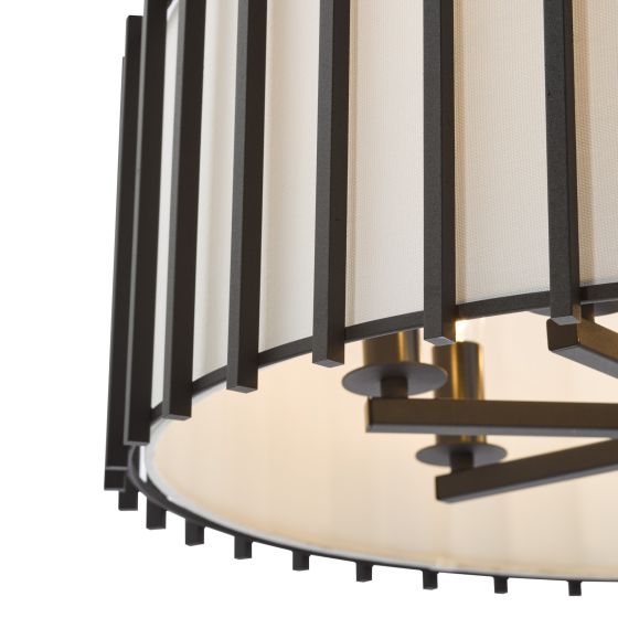 Där Lighting Cagliari 8 Light Armed Pendant Matt Black And Ivory