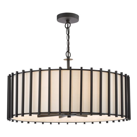 där lighting Cagliari 8 Light Armed Pendant Matt Black and Ivory