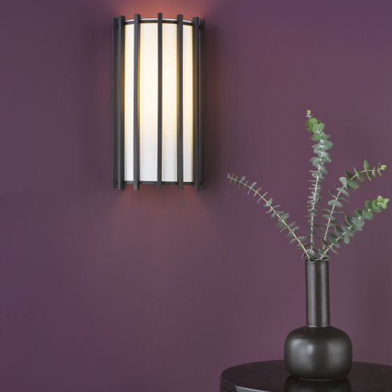 Där Lighting Cagliari Wall Light Matt Black With Ivory Shade