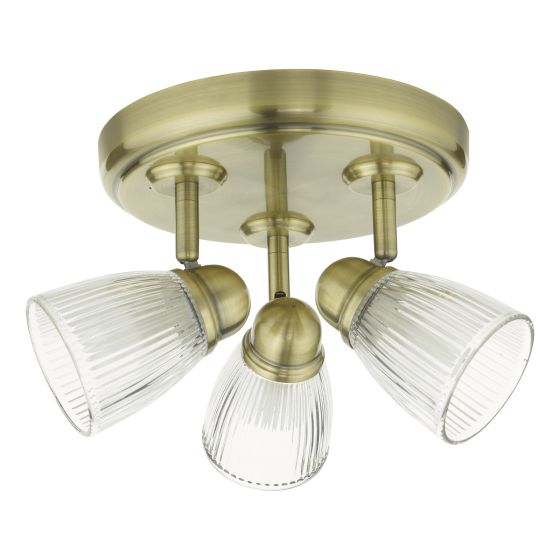 Där Lighting Cedric Bathroom 3 Light Spotlight Antique Brass Glass IP44