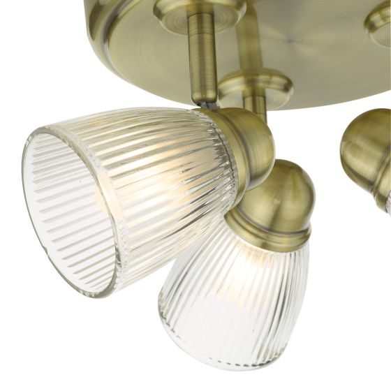 Där Lighting Cedric Bathroom 3 Light Spotlight Antique Brass Glass IP44