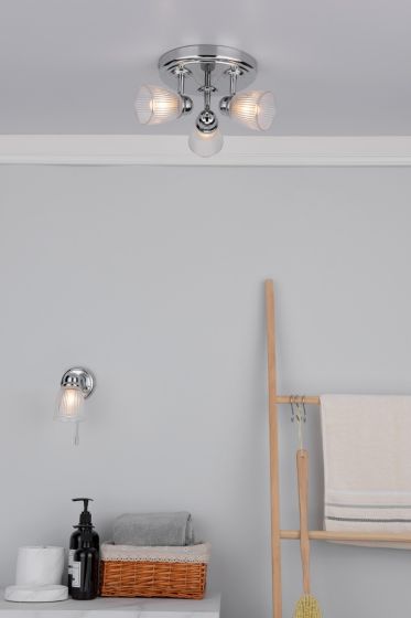 Där Lighting Cedric Bathroom 3 Light Spotlight Polished Chrome Glass IP44