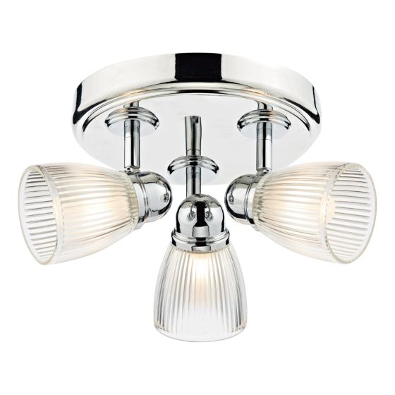där lighting Cedric Bathroom 3 Light Spotlight Polished Chrome Glass IP44