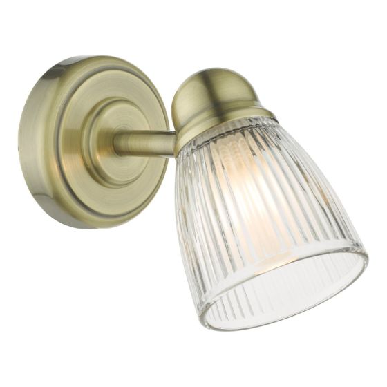 Där Lighting Cedric Bathroom Single Wall Spotlight Antique Brass Glass IP44